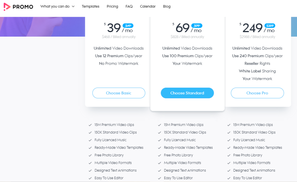 promo saas pricing page