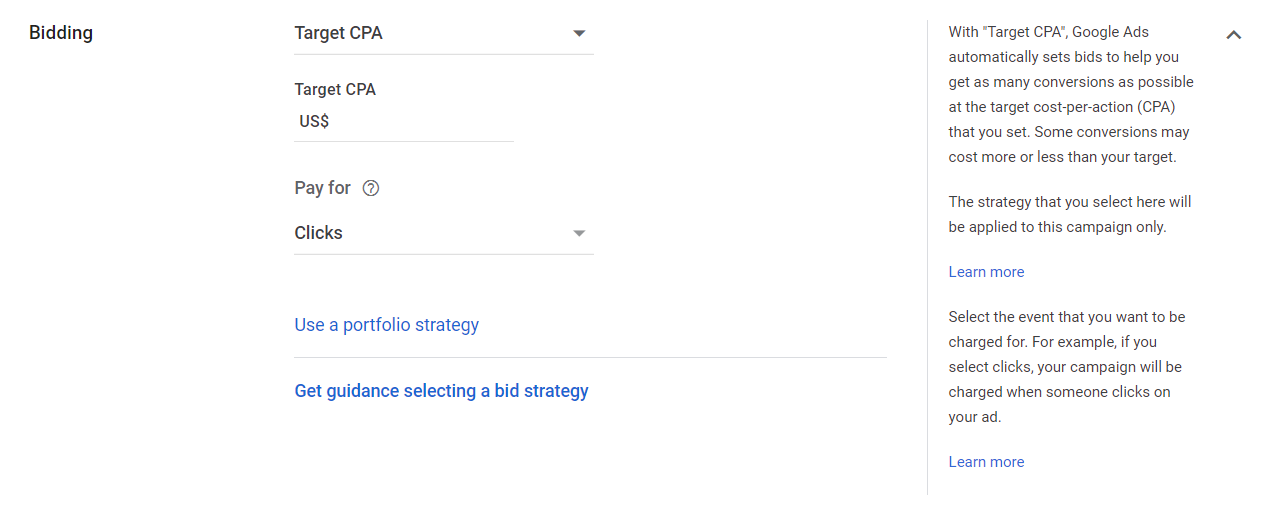 Target CPA Google Ads Bidding Strategy