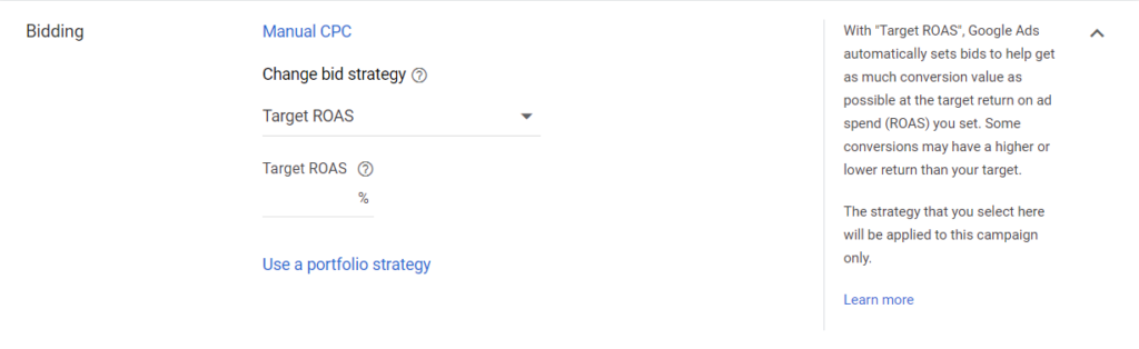 Target ROAS Google Ads Bidding Strategy