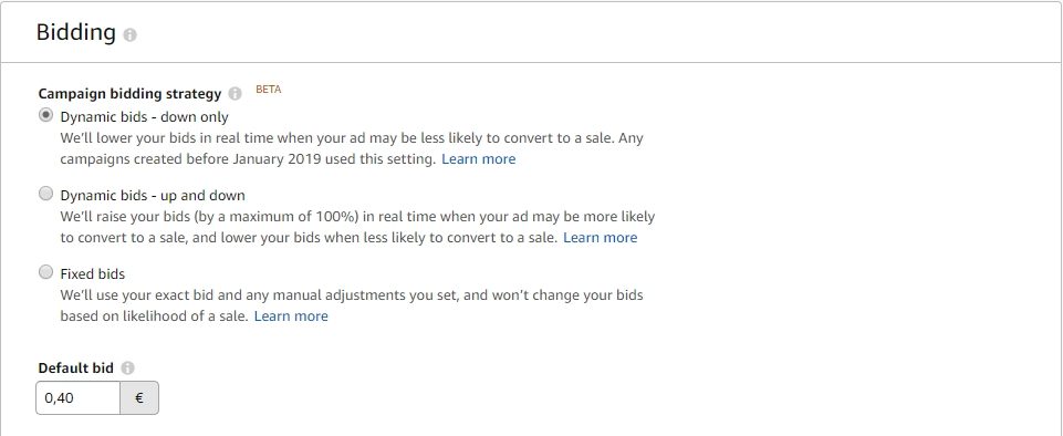 Amazon ads bid strategies