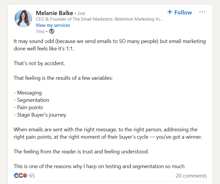 Segmentation Linkedin Post